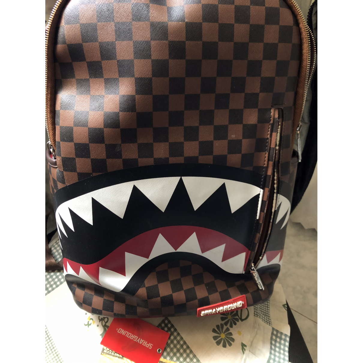 Leather backpack Sprayground Brown in 
